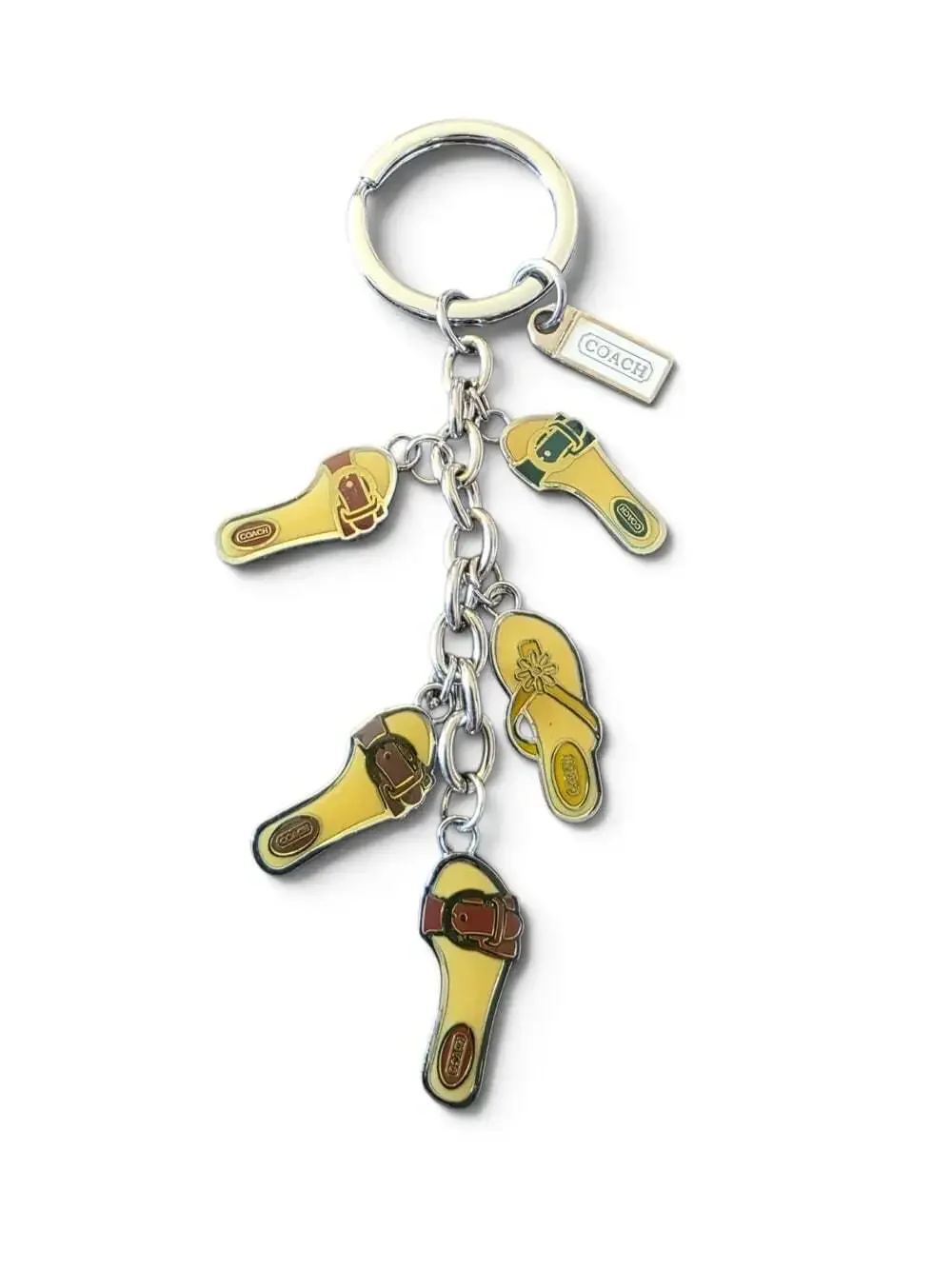 Vintage Coach Yellow Enamel Sandal Flip Flop Charm Keychain Bag Charm Y2K Rare